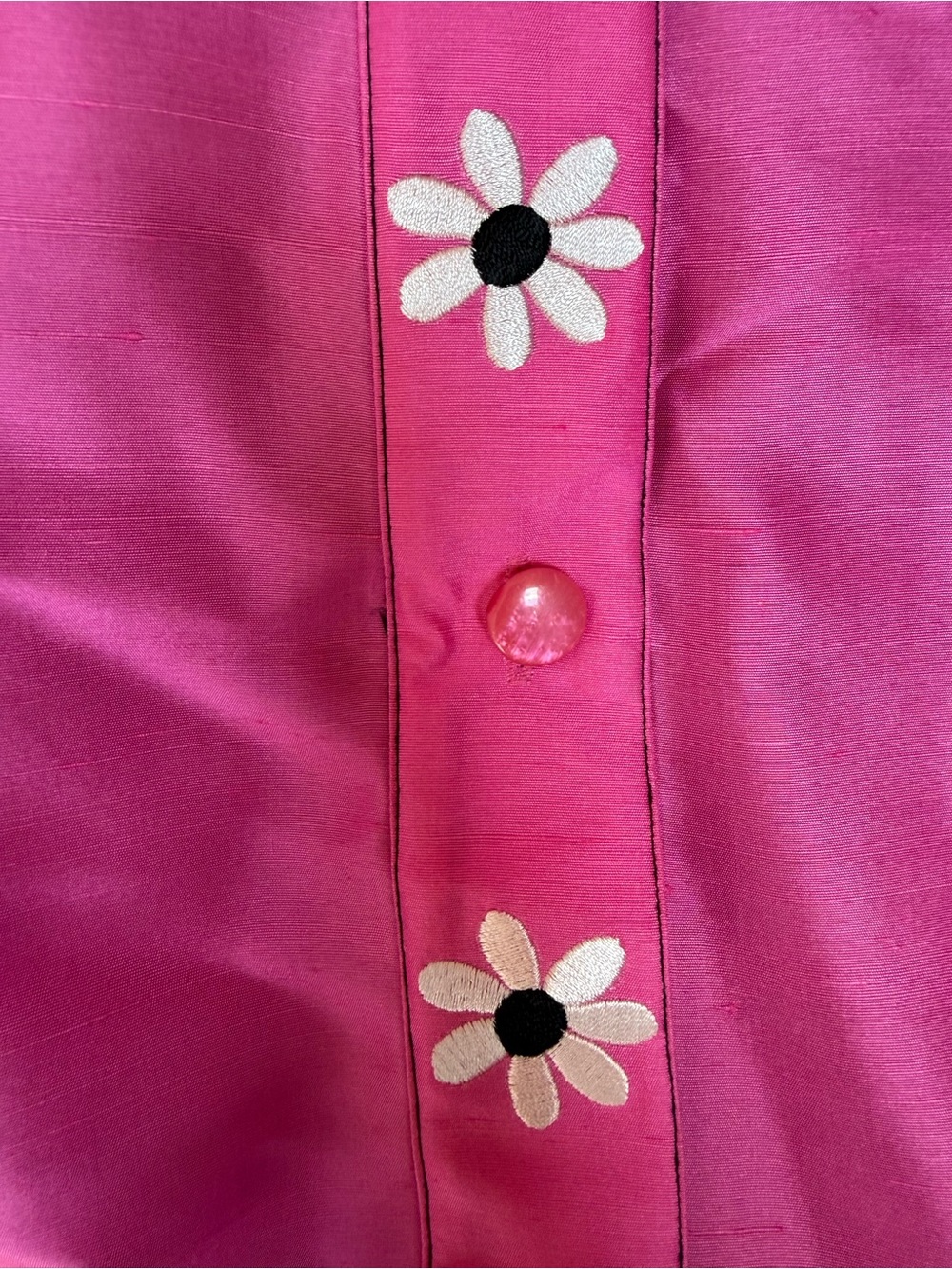 Bob Mackie Hot Pink Floral-Appliqué Silk Jacket Size Large - Picture 6 of 8